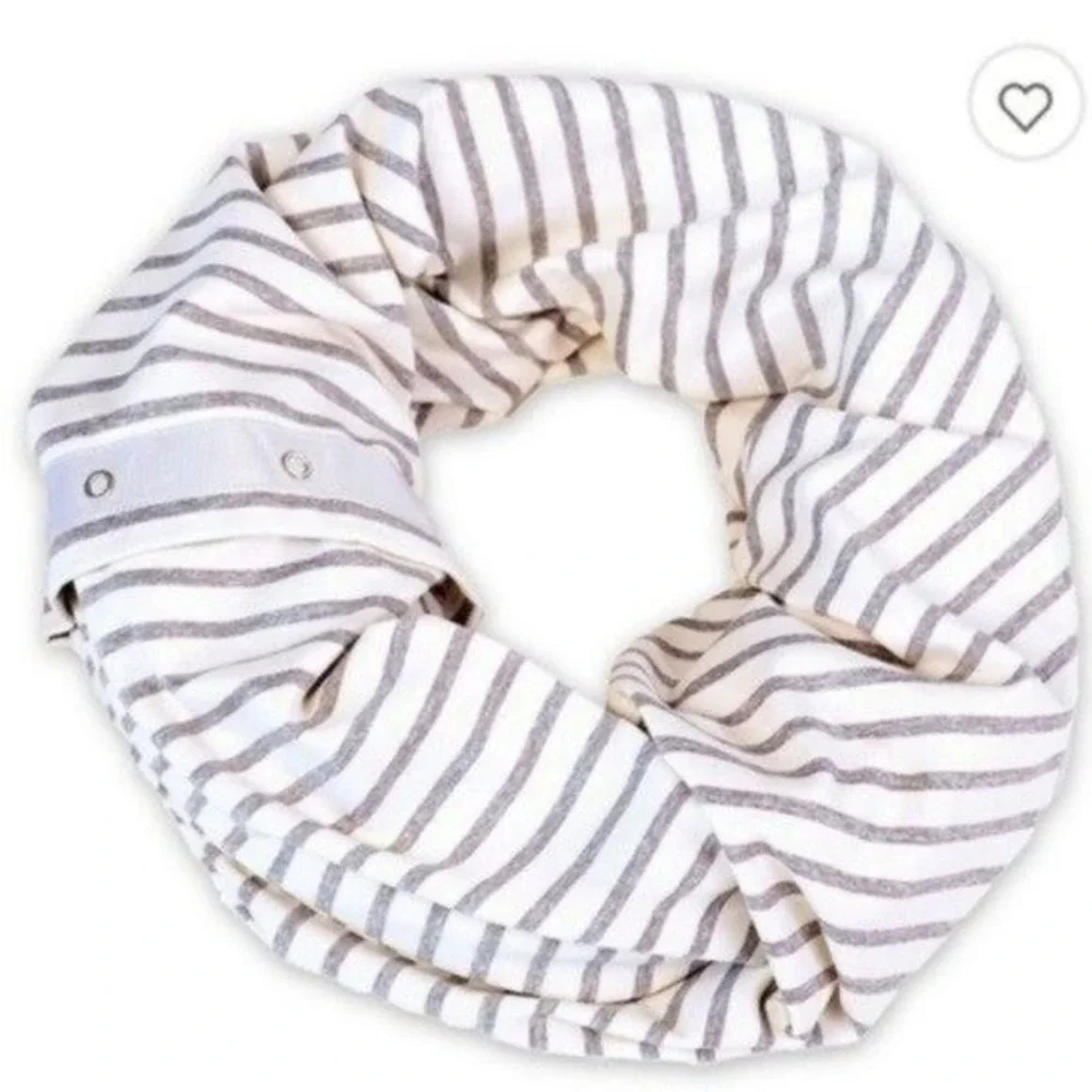Nuroo Nursing Scarf Gray White Stripe Convertible Breastfeeding Cover Soft